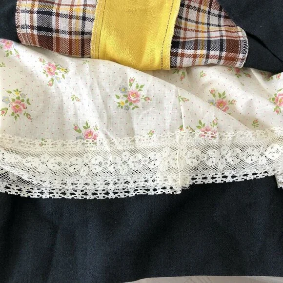 Vintage Chessa Davis Maxi Skirt Women's Medium Black Yellow Check Cottagecore - Picture 6 of 8